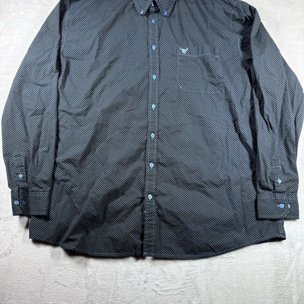 Cowboy Hardware Shirt Mens 2XL Graphic Blue Geometric Long‎ Sleeve Western - Picture 4 of 14
